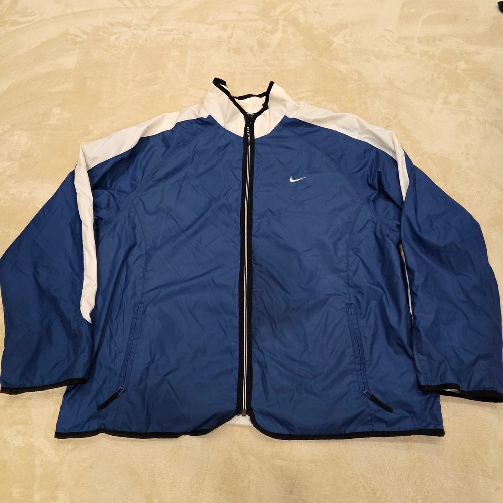 Vintage Nike Windbreaker Jacket Mens XL Measures Big Spellout Blue White 90s